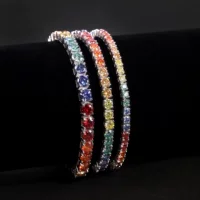 Rins Ветер Красочный браслет из Мозамбика 3/4/5mm Теннис Цепь s925 стерлингового серебра дофамина Радуга Браслет через границу
