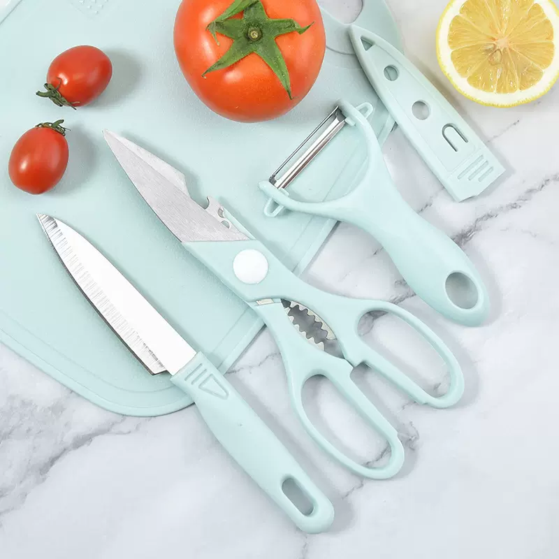 不锈钢水果刀五件套儿童辅食刀具厨房菜板案板削皮器剪刀叉子套装