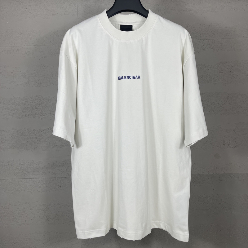 Correct Version of High-Quality B Family 25Ss New Chest Letter Logo Embroider Worn Loose Short-Sleeved T-Shirt for Men and Women