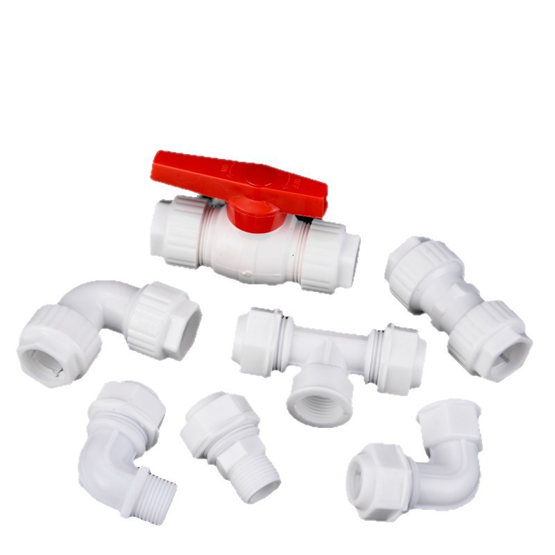 1216 gran flujo de aluminio y plástico acoplamiento de tubería 4 partes Pom tubería solar calentador de agua codo de plástico tee directo