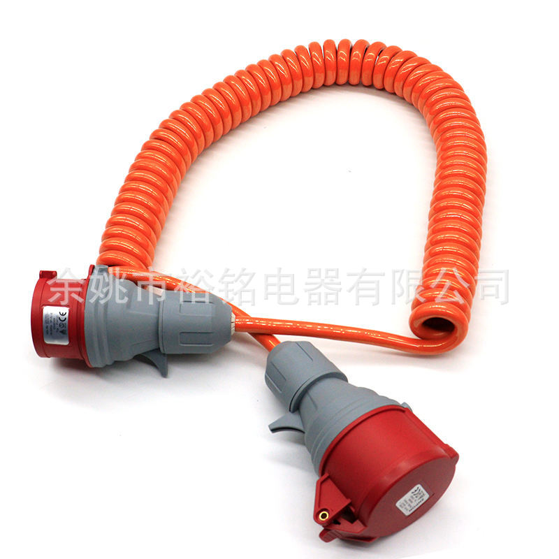欧式工业插头弹簧线 欧式5芯螺旋连接线 拖车房车插头EEC适配器