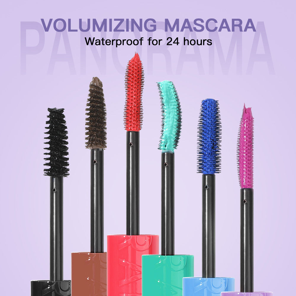 Máscara de pestañas de punto transfronterizo de USHAS europea y americana, rímel de seis colores rizado natural grueso y largo