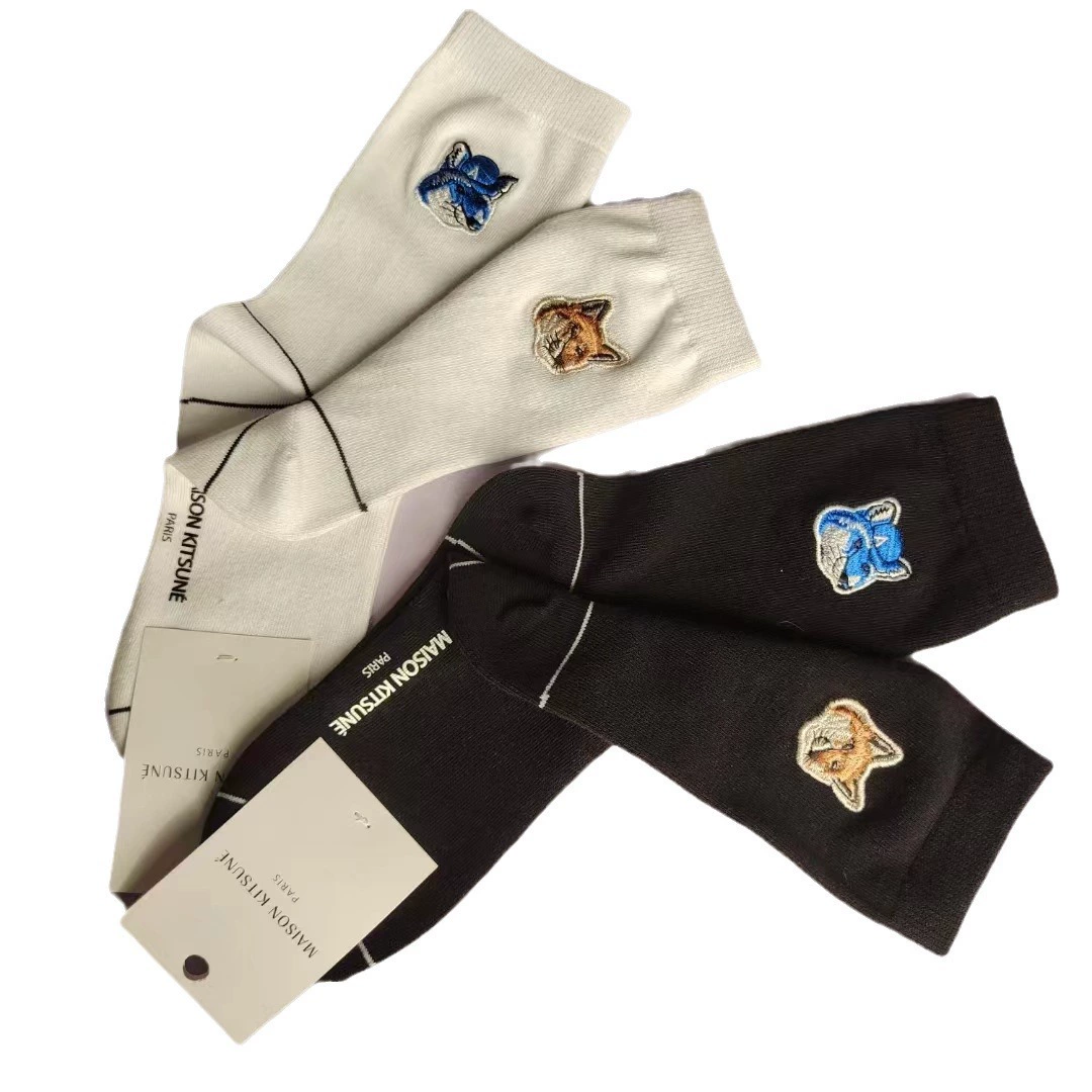 Новый продукт Французский маленький лис casual catwalk kitsune женские носки двойной иглы вышивка MAISON носки