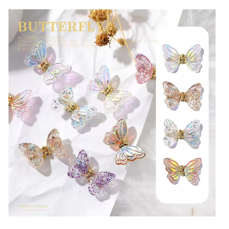 Trendy Popular Nail Art Fairy Butterfly Fluttering Aurora Glitter Spring Butterfly Girl Nail Decorations Trendy Popular Nail Art Fairy Butterfly Fluttering Aurora Glitter Spring Butterfly Girl Nail Decorations