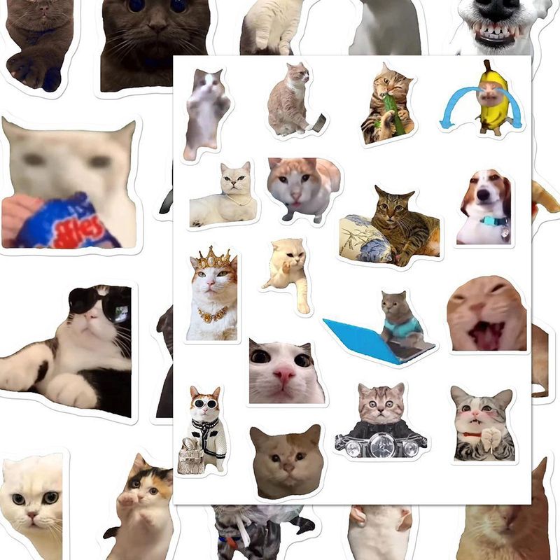 爆型猫memeシール砂彫刻お笑い抽象表情包ins風網紅趣味創意ノート貼り絵|undefined