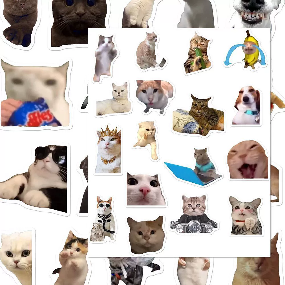 Sticker Pack — Cat Meme Lucky Bag, 101-piece set or double set, random extras