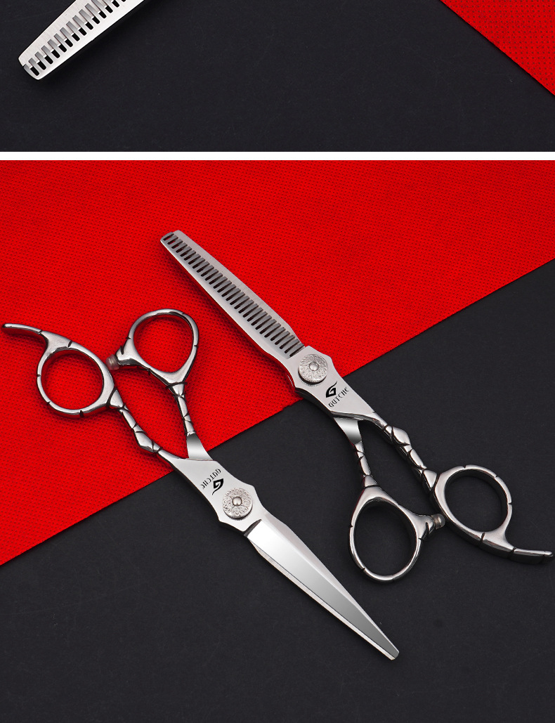 Professional High-end Stainless Steel 6inch Flat Teeth Straight Shears Thinning Scissors Haircut Tools For Barbershops_voghion.com