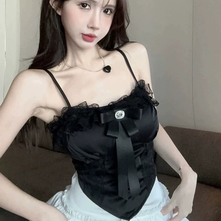 845 # Стиль чистой страсти, весна и лето, новые кружевные подтяжки, однотонный маленький аромат, французский стиль с украшением на груди в виде бриллиантового банта