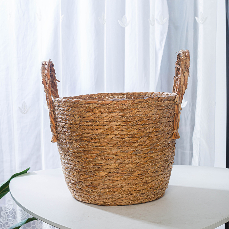 Gran flor abrazando barril, canasta de tejido de aescinia diy abrazando barril de estilo floral idílico diy canasta de arrastre de flores