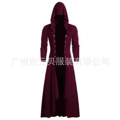Trench coat men vintage long coat men steampunk gothic style Gothic hooded men long trench coat