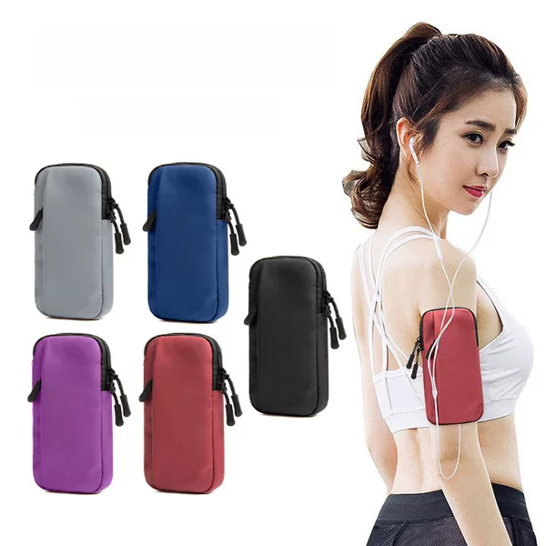 Solid Color Pu Sports Arm Bag Waterproof Breathable Vertical Zipper Running Fitness Men's and Women's Outdoor Mobile Phone Storage Wholesale Arm Bag