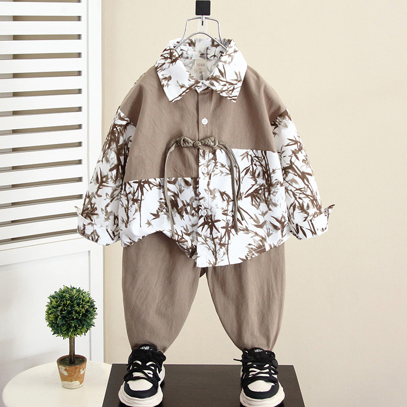 6056 Hanfu Boys Otoño Estilo chino 2024 Nuevos niños Primavera y otoño Nuevo traje chino Tang Traje de otoño para bebés Traje antiguo