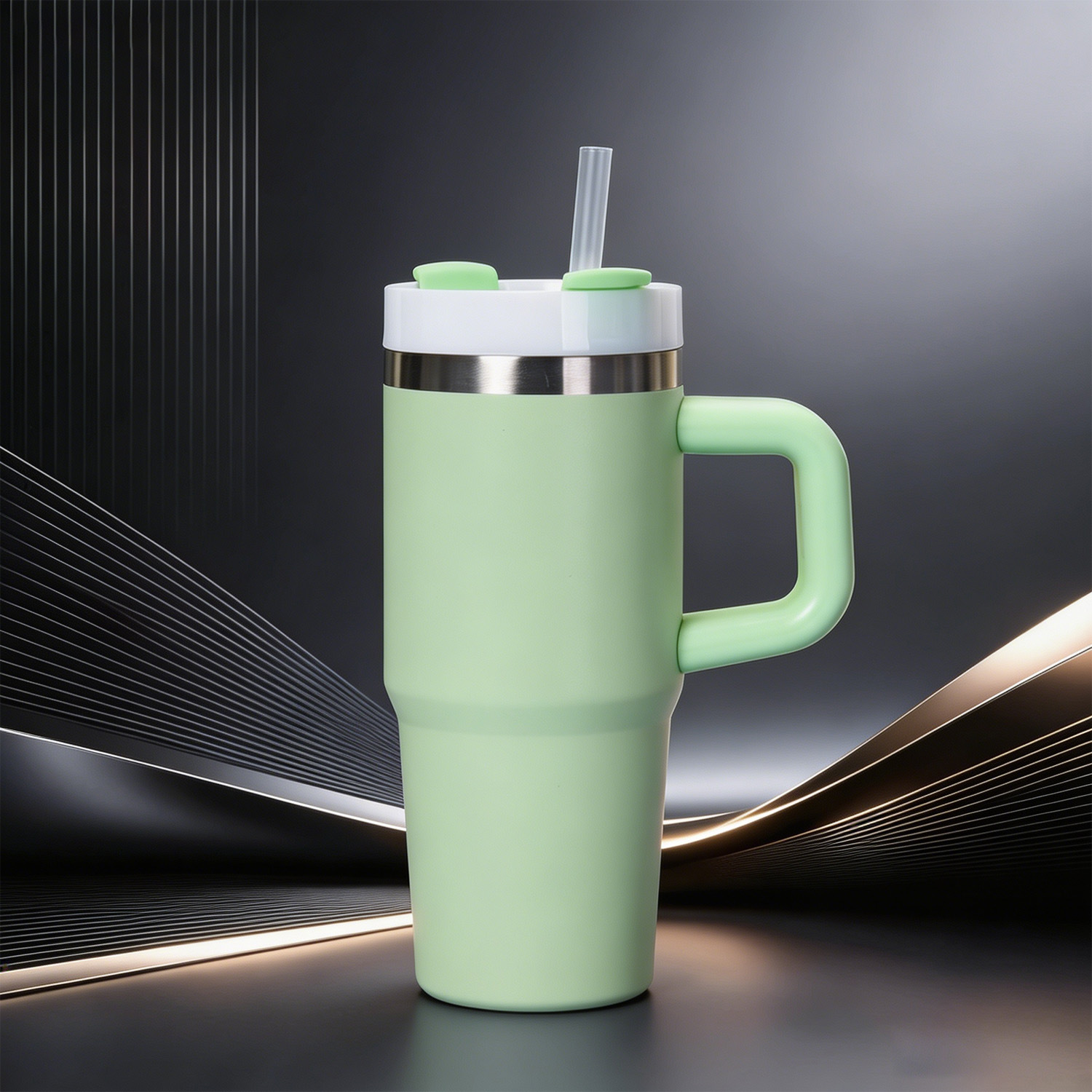 Amazon 14oz304 taza de acero inoxidable taza de aislamiento frío taza de hielo de oficina portable taza de paja
