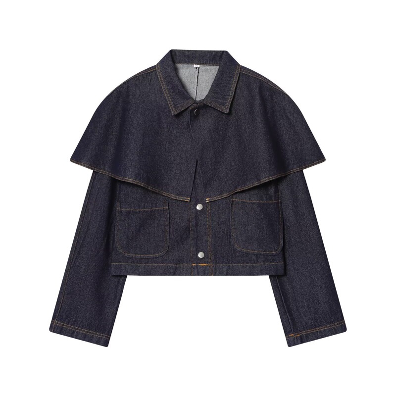 Pb&Za Cross-Border Supply 2025 Autum New European and American Style Fashionable Casual Loose Cloak Denim Jacket Jacket