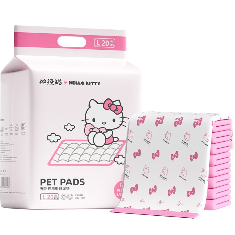 Almohadillas absorbentes para orina de perros y gatos HelloKitty, pañales desodorantes gruesos, pañales de papel desechables absorbentes de orina para conejos.