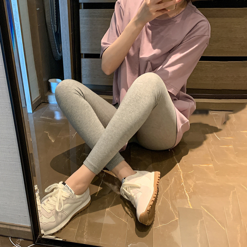 韩国灰色打底裤女九分外穿春秋薄款保暖裤小个子显瘦显腿长紧身裤
