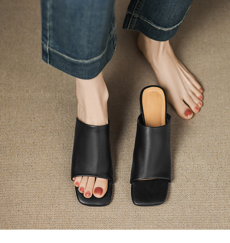 Sandal hở mũi nữ gót thấp quai ngang đế bằng 2,5 cm — Hạnh sắc (cao 2,5 cm) chi tiết 16