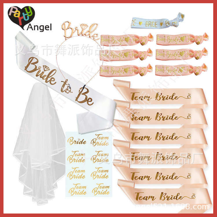 Bachelor Party Etiquette Belt bride tobe bride Shoulder Strap Wedding Party bride Veil Headband Bracelet Set