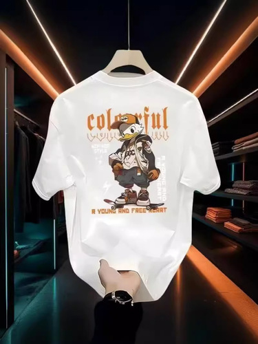 High-end short-sleeve T-shirt for men, trendy brand, round collar, loose casual, simple printed, versatile, cool and stylish men's top