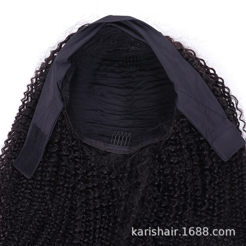 Diadema pelucas real del pelo humano conjunto mecanismo peluca conjunto de pelo rizado Peluca de pelo real