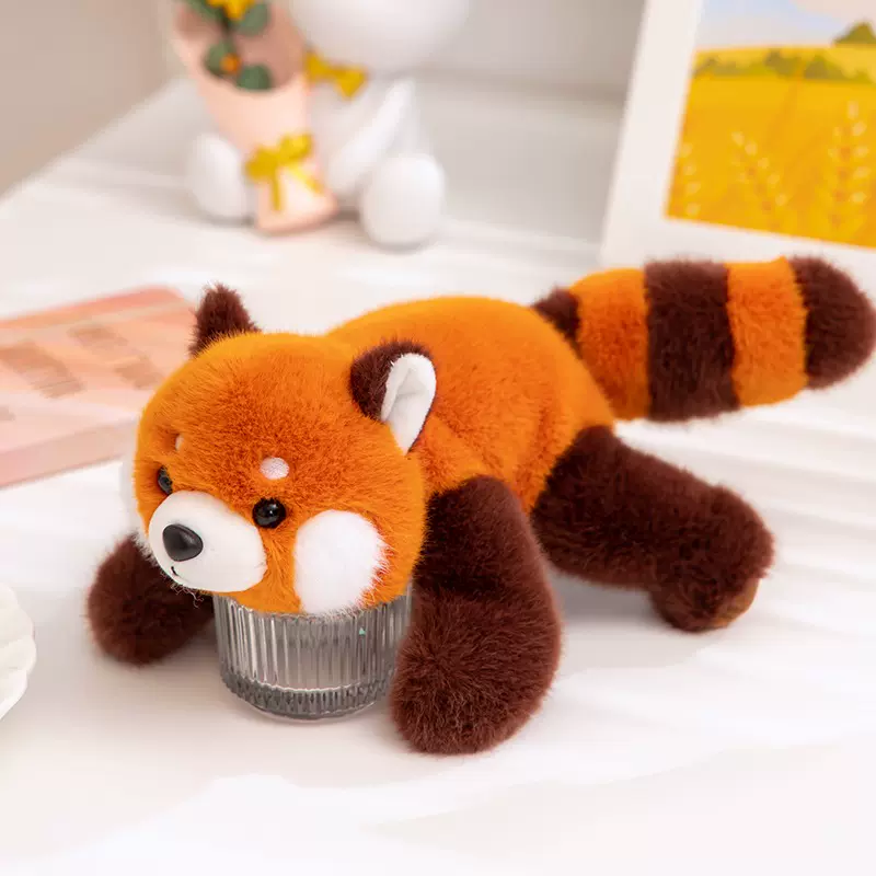 可爱三姿小熊猫浣熊玩偶公仔掌中毛绒玩具桌伴摆件装饰品娃娃礼物