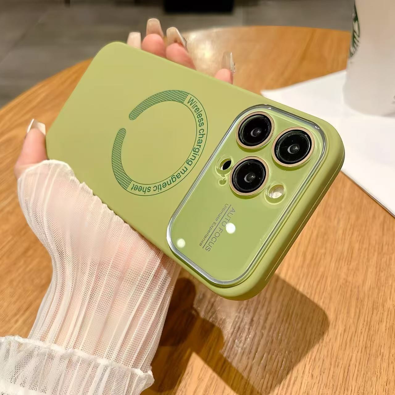 Ventana grande magnética de color sólido simple para iPhone16ProMax funda para teléfono móvil 15 Apple 14 pareja 13 nuevo