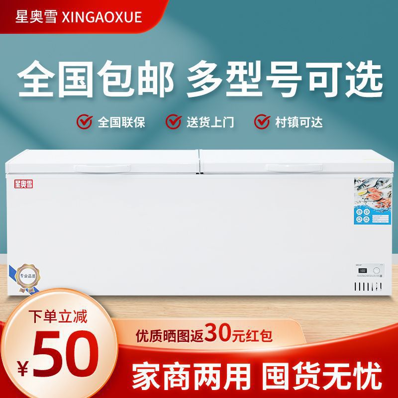 星奥雪冰柜大容量卧式双温冷柜两用冷冻冷藏商用双开门超市展示柜