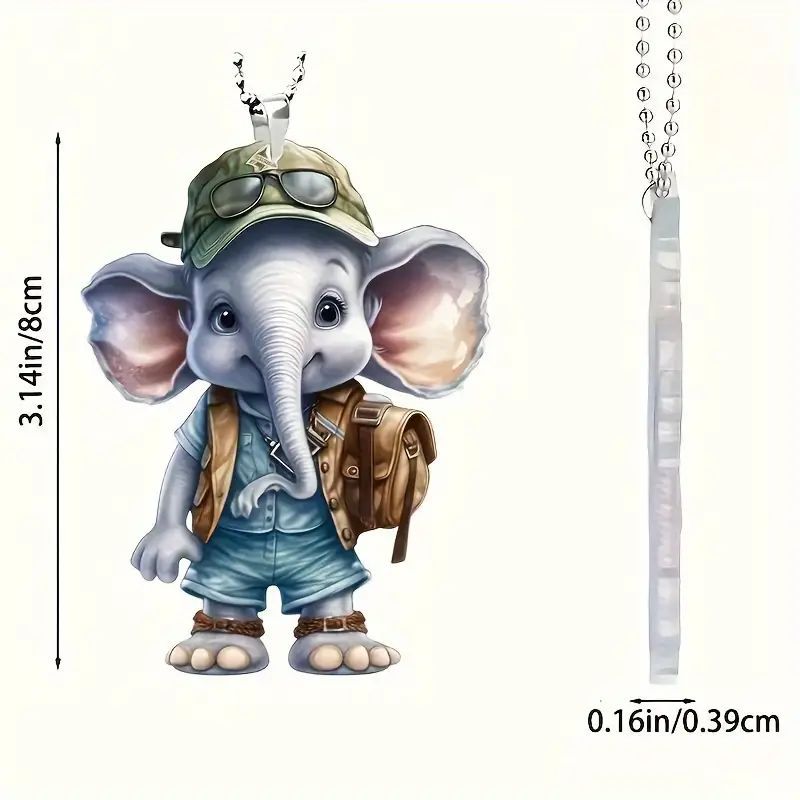 2D creativo nuevo lindo elefante regalo de vacaciones colgante acrílico plano transfronterizo colgante de espejo retrovisor interior