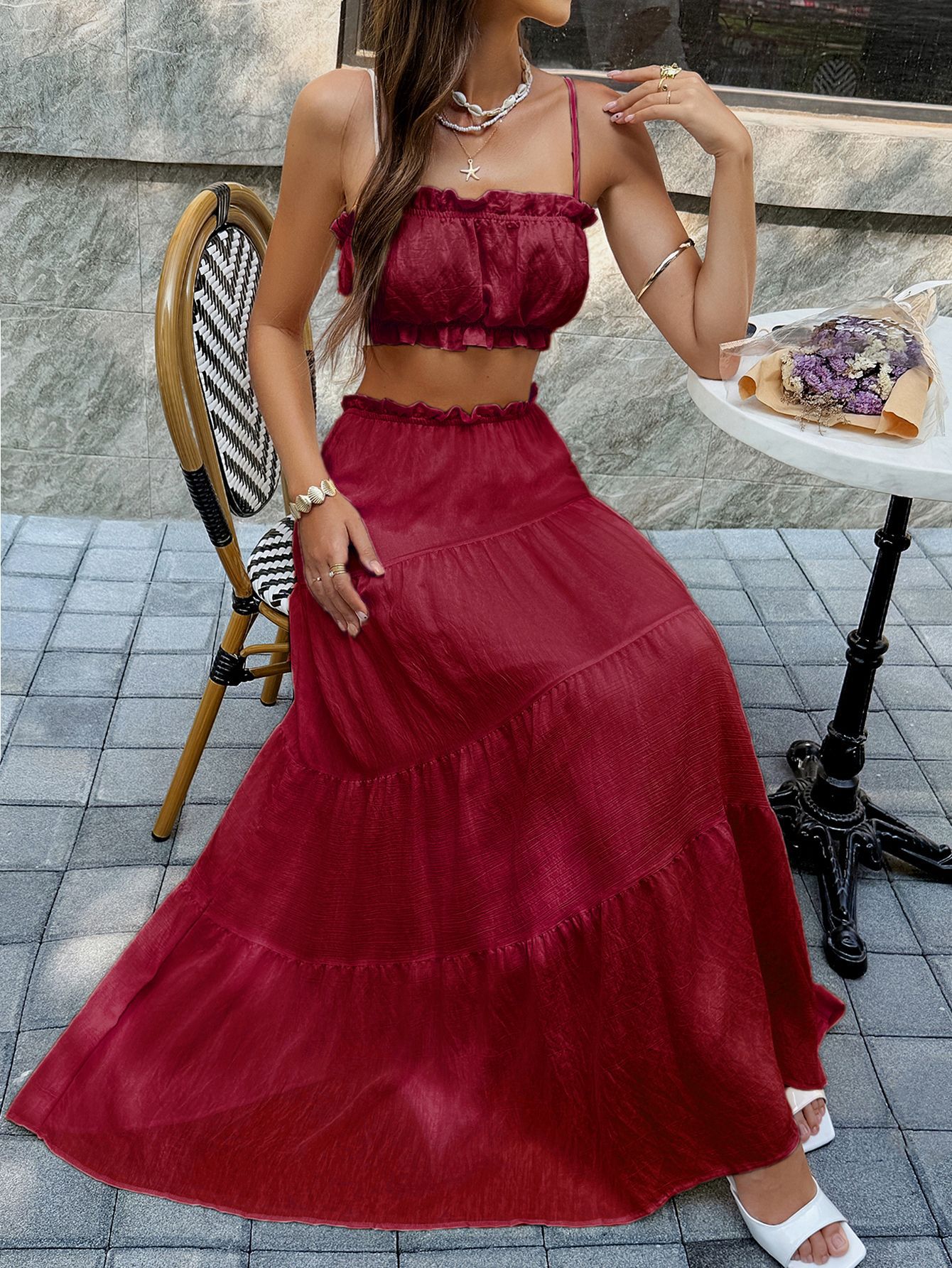 Women's Clothing Elegant European And American Style Strapless Dress Set For Women Spring Summer Vacation Fashion_ecoleips.com
