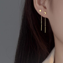 S925银针耳线女耳环2025夏小众流苏气质短款耳链耳饰批发轻奢风