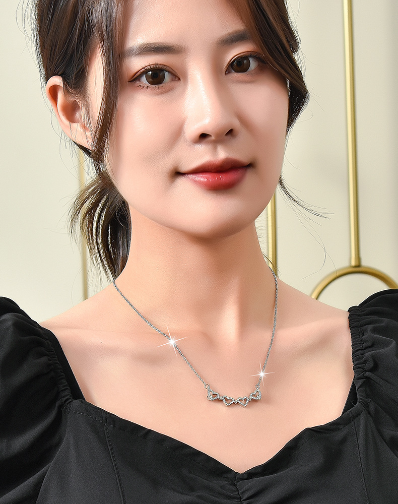 Fashion Heart Shape Alloy Copper Plating Inlay Crystal Pendant Necklace 1 Piece