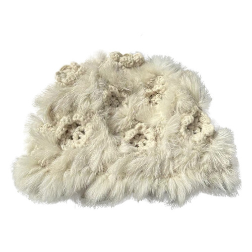 Rabbit fur hat for women winter cute furry Internet celebrity fur autumn and winter thickened plush warm wool knitted hat