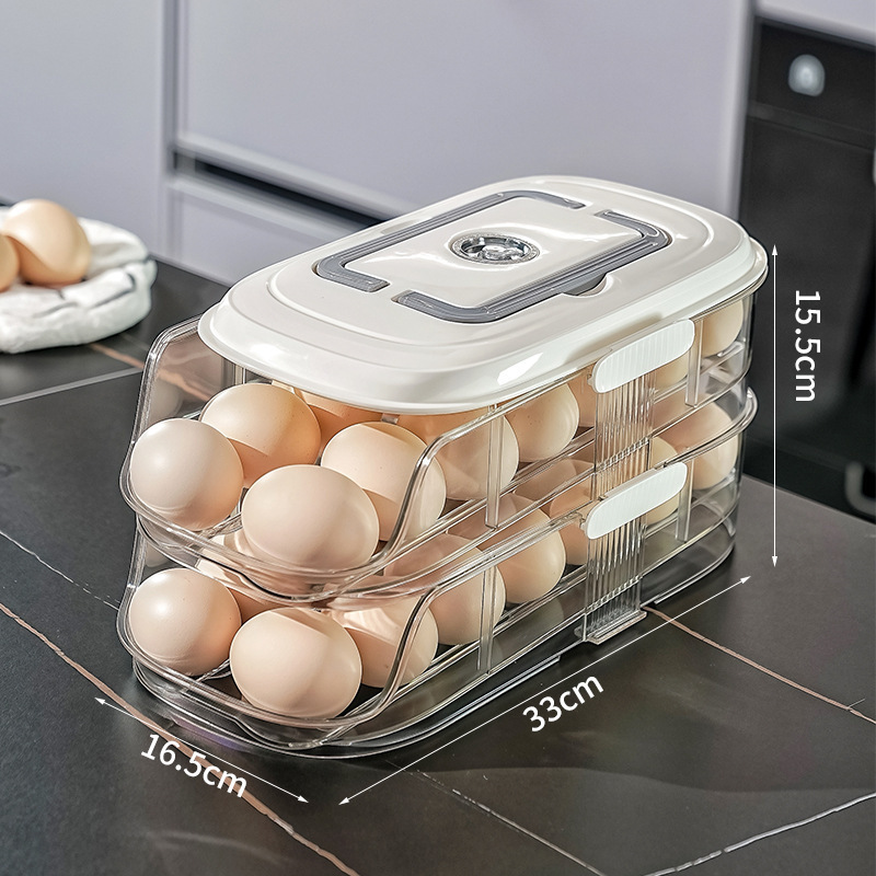 Patente de caja de huevos en stock nueva caja de almacenamiento de refrigerador de cocina casera transparente gruesa caja de almacenamiento de grado alimenticio personalizada