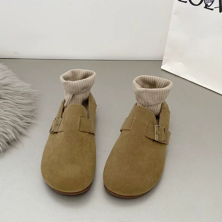 Женские туфли Birkenstock 2025 года, весна, корейский стиль, плоские женские туфли, новые туфли на одну ногу, ретро, мягкая подошва, одинарные туфли с рисунком бобов