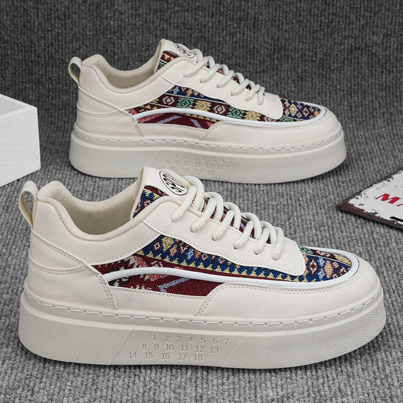Осенняя мужская обувь новая дышащая холст обувь мужская корейская мода дикая белая обувь толстая подошва спортивная повседневная обувь