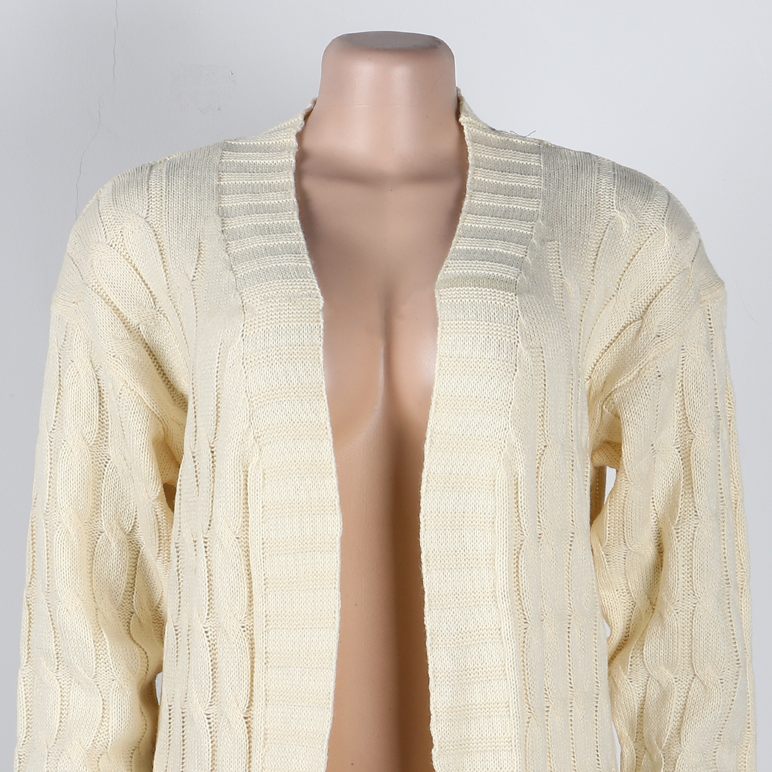 Damen Strickjacke Lang Aus Grobstrick In Unifarben Wintermantel_voghion.com