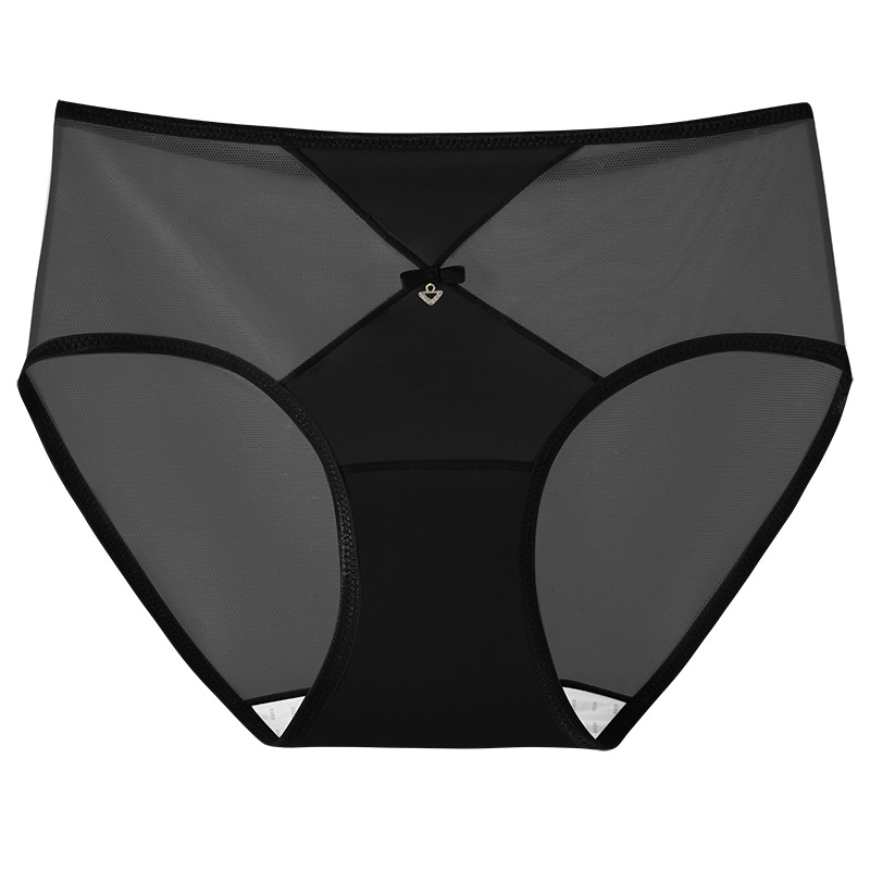 Encaje francés sexy seda de hielo de satén transpirable para niñas ropa interior de mujer agujeros transpirables entrepierna agradable para la piel calzoncillos de mujer