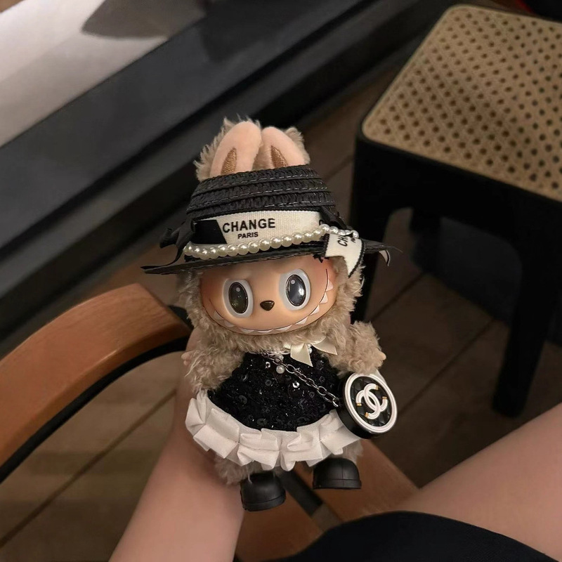 衣類のみ】キーホルダー ラブブ 衣類ペンダント ラブブベビー服 白黒スパンコール クラシックスモールフレグランススカート|undefined