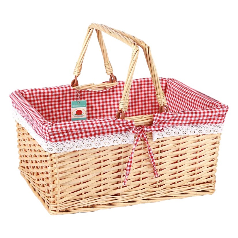 En stock ratán cesta de picnic de almacenamiento cesta de mano al aire libre regalo de comercio exterior hecho a mano cesta de verduras ins cesta tejida transfronteriza