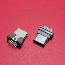立式 三星 MINI USB 12pin公头 夹板式 半包全塑 无接地 黑胶