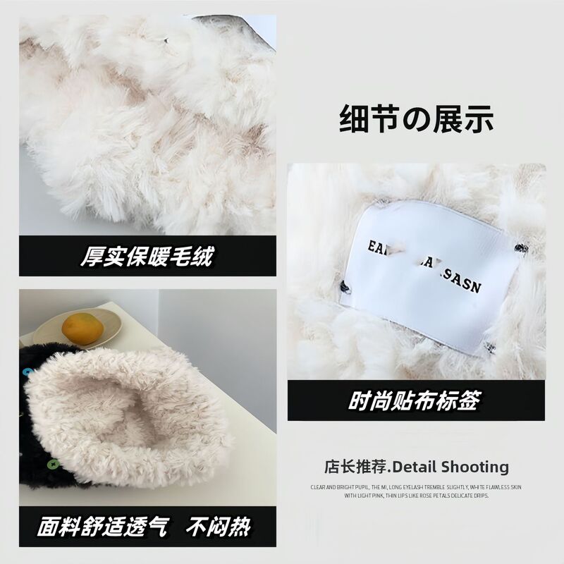 针织帽子女冬季纽扣毛线帽条纹显脸小毛绒保暖加厚大头围护耳冬帽|undefined