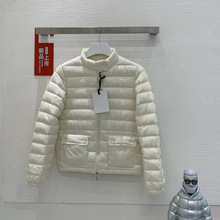 秋冬新款高品质跨境外贸轻薄进口羽绒条格纹保暖羽绒外套时尚潮牌