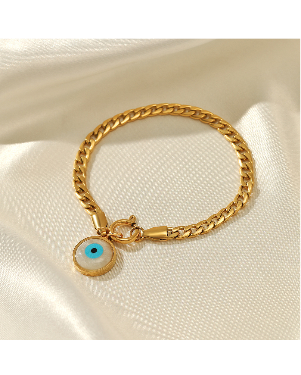 Fashion Devilu0027S Eye Stainless Steel Gold Plated Bracelets Necklace