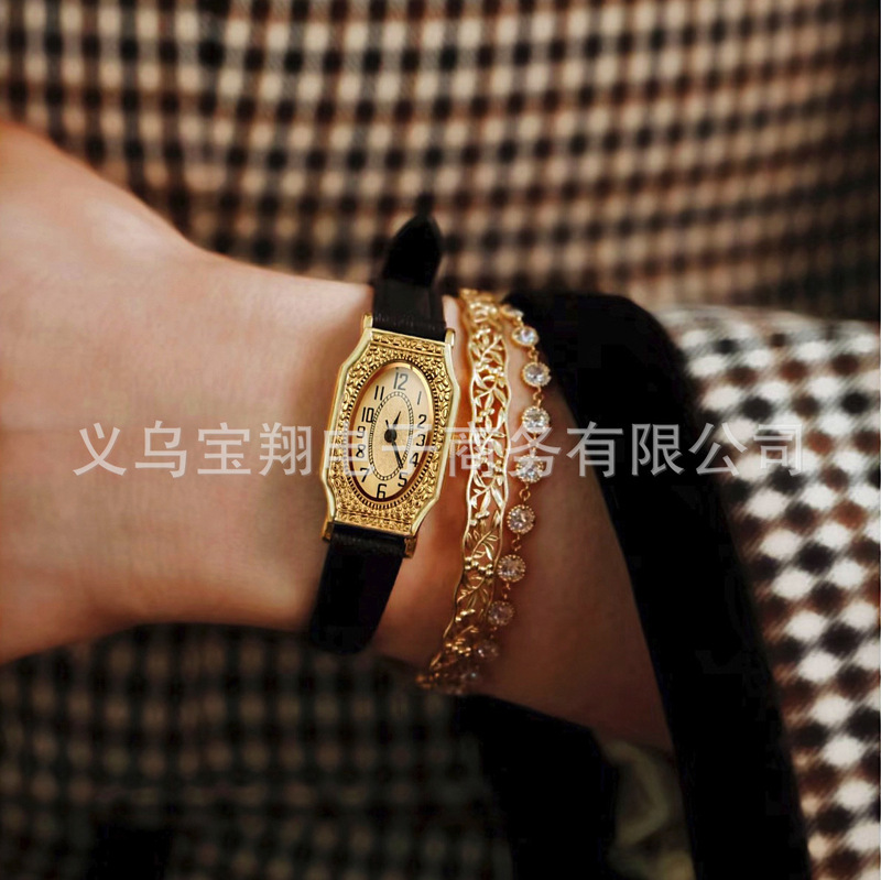 LSVTR Foreign Trade Online Celebrity Live Medium Luxury Carved Watch Women's Light Luxury High-end Artistic Instagram Quartz Watch