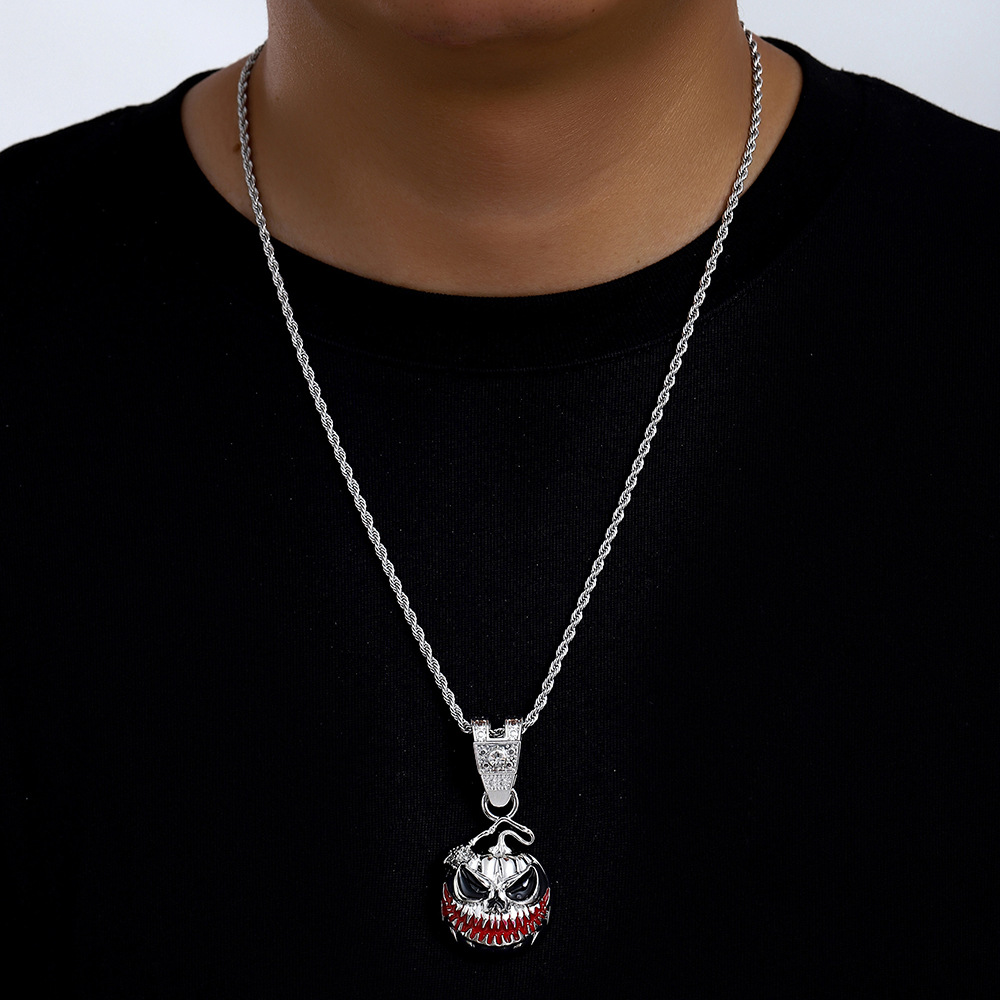 Europa y los Estados Unidos transfronterizos calabaza calavera aleación colgante de goteo personalidad exagerada collar de hombre fábrica al por mayor