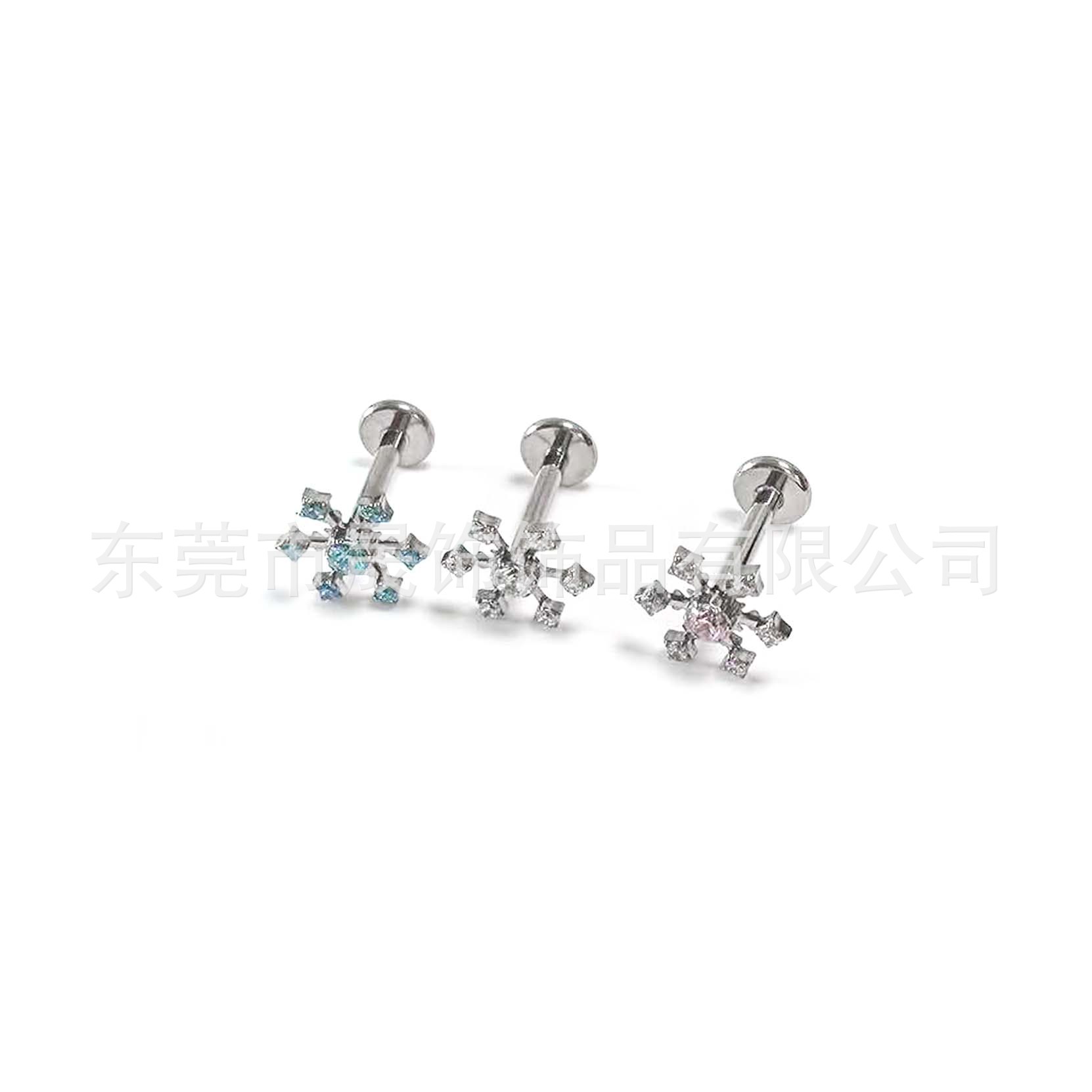 F136 Titanium 雪 Flower Studded 5A Cubic Zirconia Ear Stud Labret Stud G23 Implant Grade Titanium 人体 Piercing Jewelry Helix Cartilage Stud