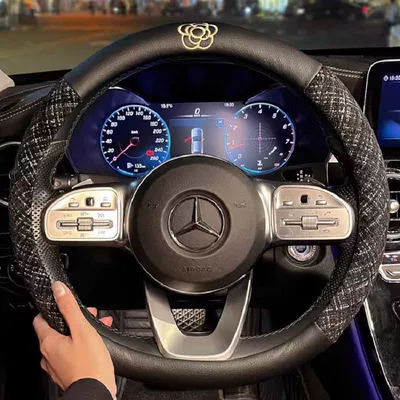 Simple Cotton and Linen Sweat-Absorbent — Steering wheel cover