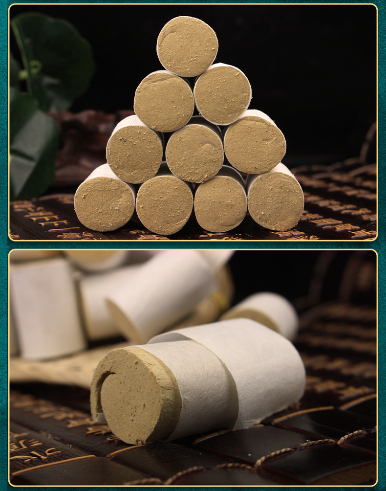 Golden Moxa Cones Ai Zhu Pure Moxa Wool Sticks for Traditional Moxibustion Warm Therapy in use
