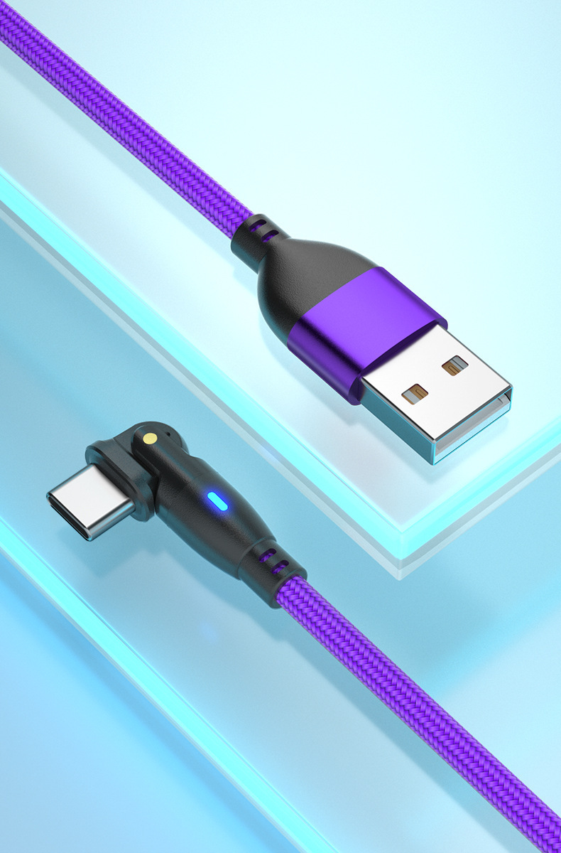 USB Data Rotates 180 Degrees°Elbow Cable Suitable For Huawei, Type-C, Apple, And Honor Fast Charging_voghion.com