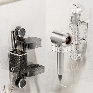 Suction Cup Hair Dryer Rack Storage Rack Toilet Bathroom Hole-free Rotating Lazy Holder Storage Hanger Wind Drum Rack